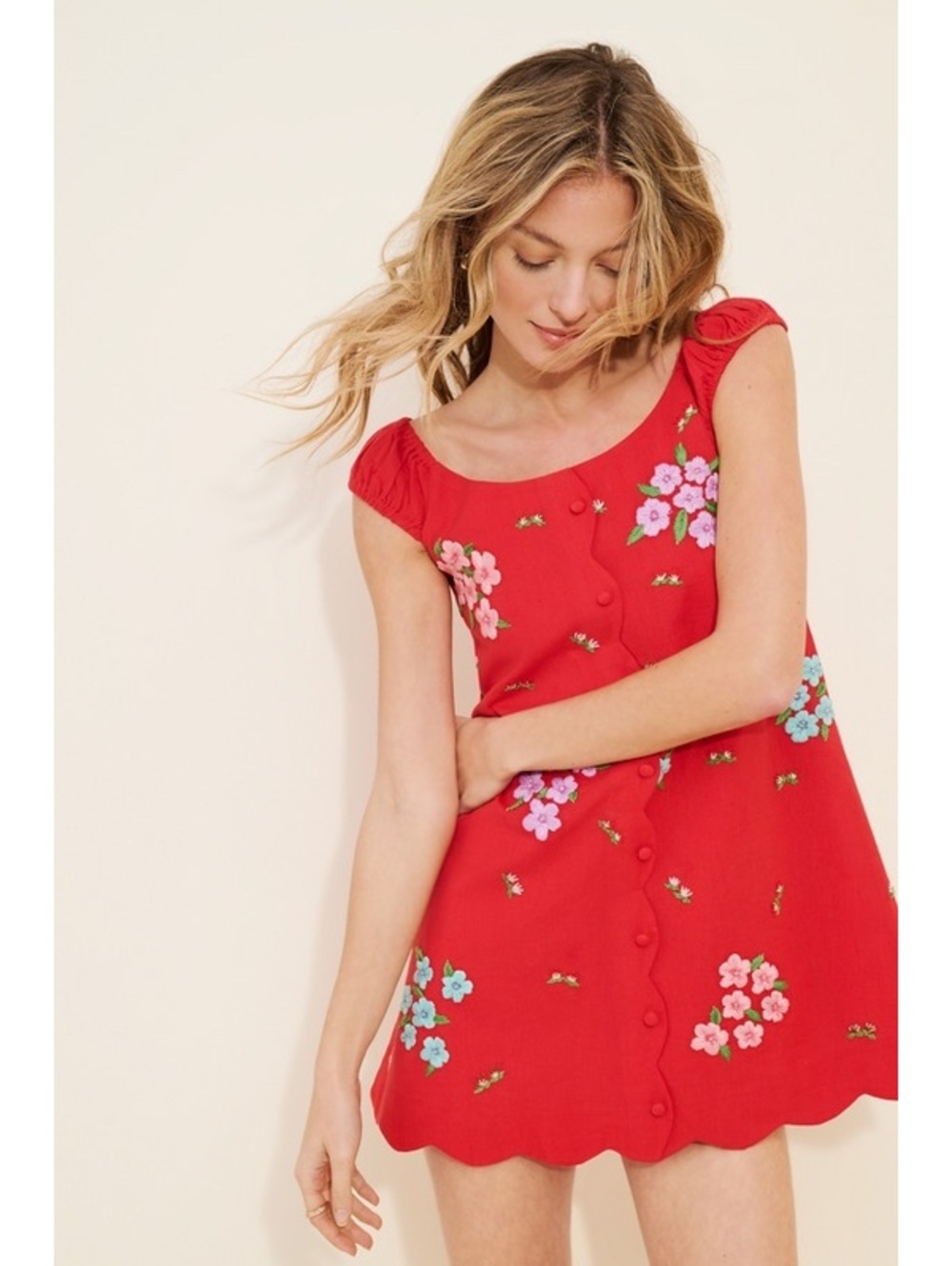 TACH Ophelia Red Linen Mini Dress